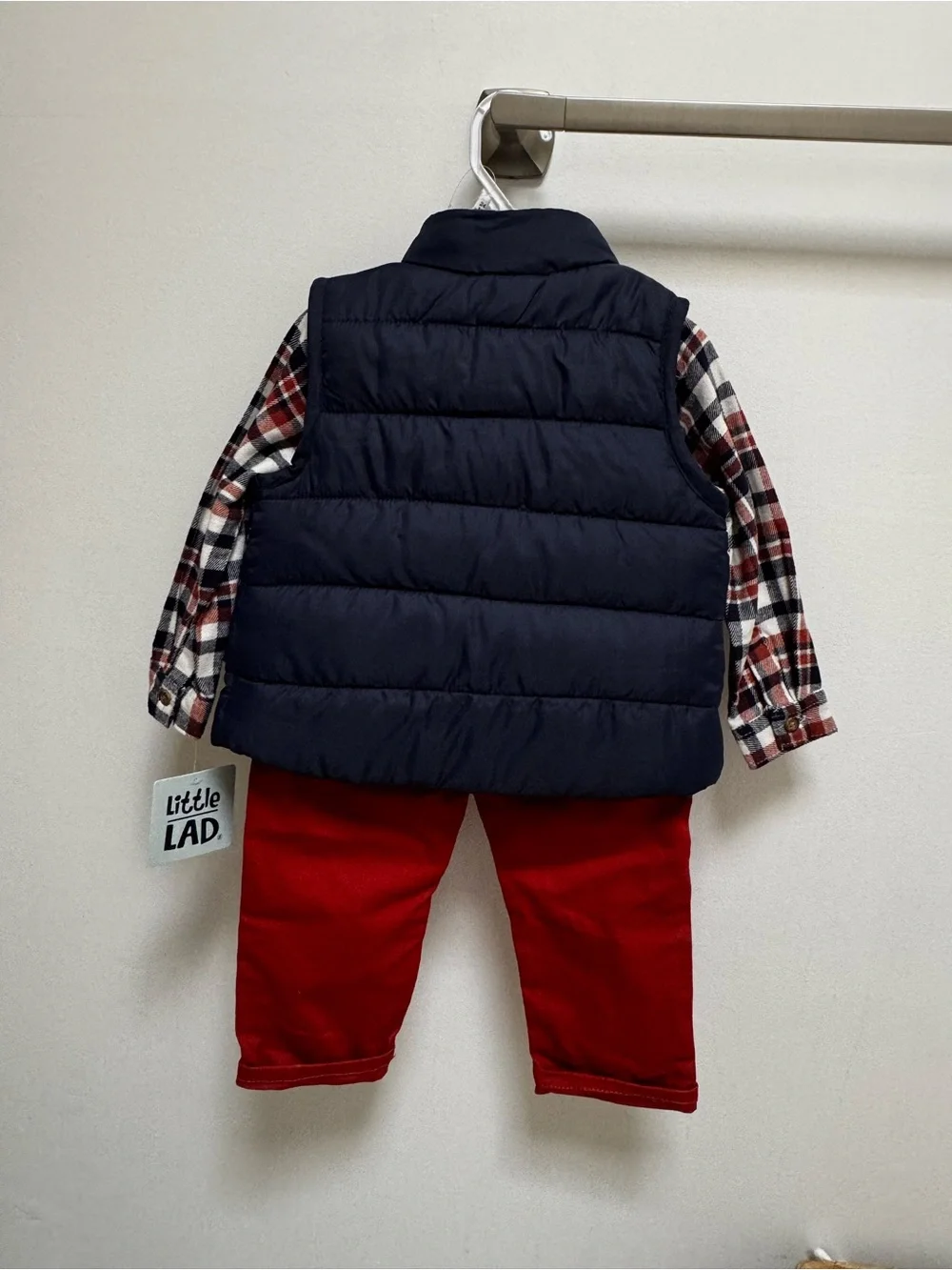 Toddler Boy Little Lad 3-pc Red Bomber Vest, Shirt & Pants Set NWT